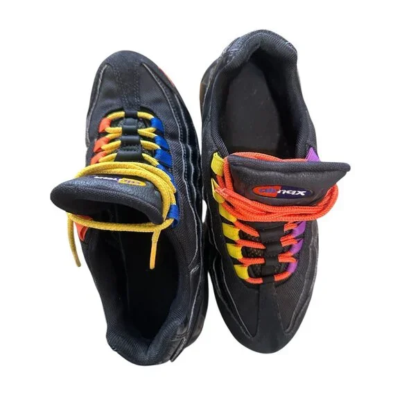 RARE Nike Air Max 95 Premium NY vs LA Shoes Mens 6.5 Women 8 Black Suede Leather - Picture 14 of 16